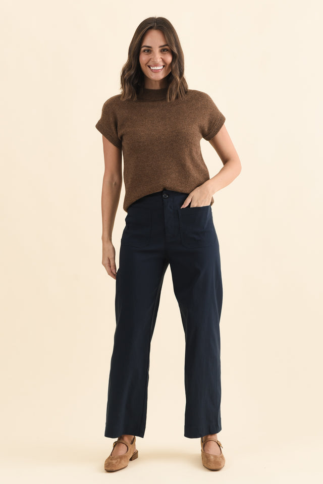 Marine Navy Straight Leg Pants,Brunette model,alt text|model:MJ image 6
