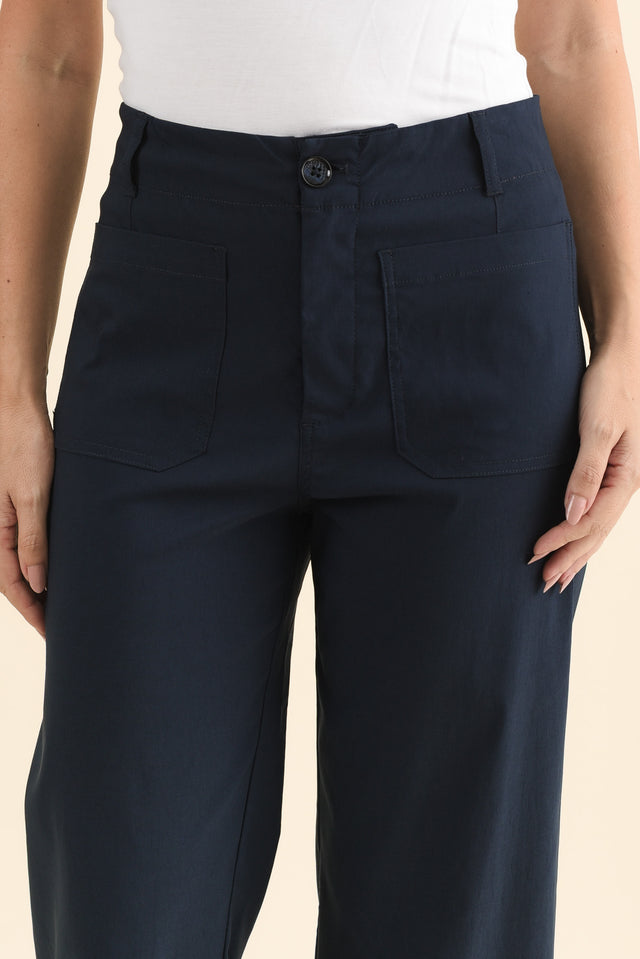 Marine Navy Straight Leg Pants,Brunette model,alt text|model:MJ image 5