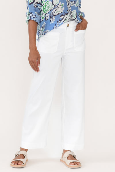 Marine White Straight Leg Pants