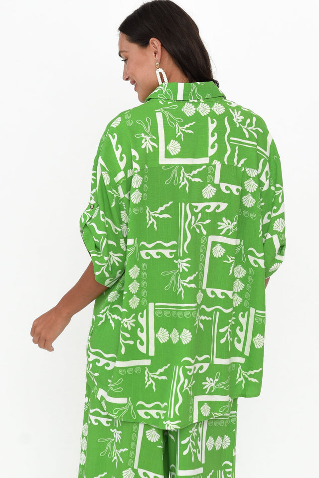 Mariposa Green Seashell Collared Shirt image 5