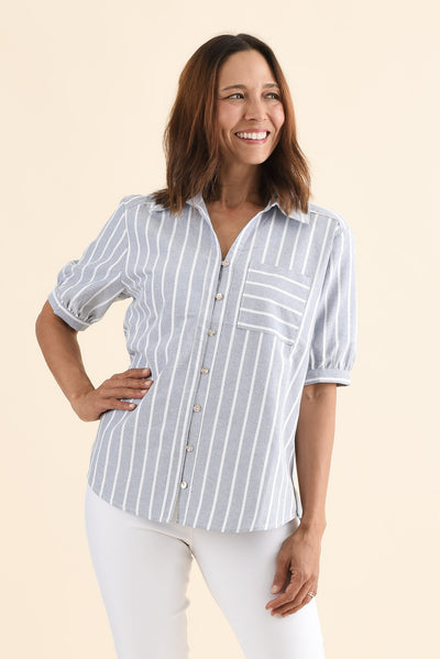 Maris Blue Stripe Cotton Blend Shirt