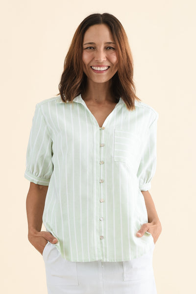 Maris Mint Stripe Cotton Blend Shirt