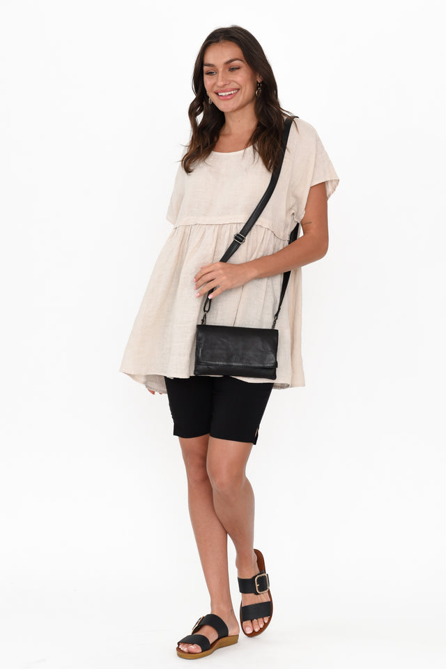 Marlo Black Side Split Shorts,Brunette model,alt text|model:Brontie image 5