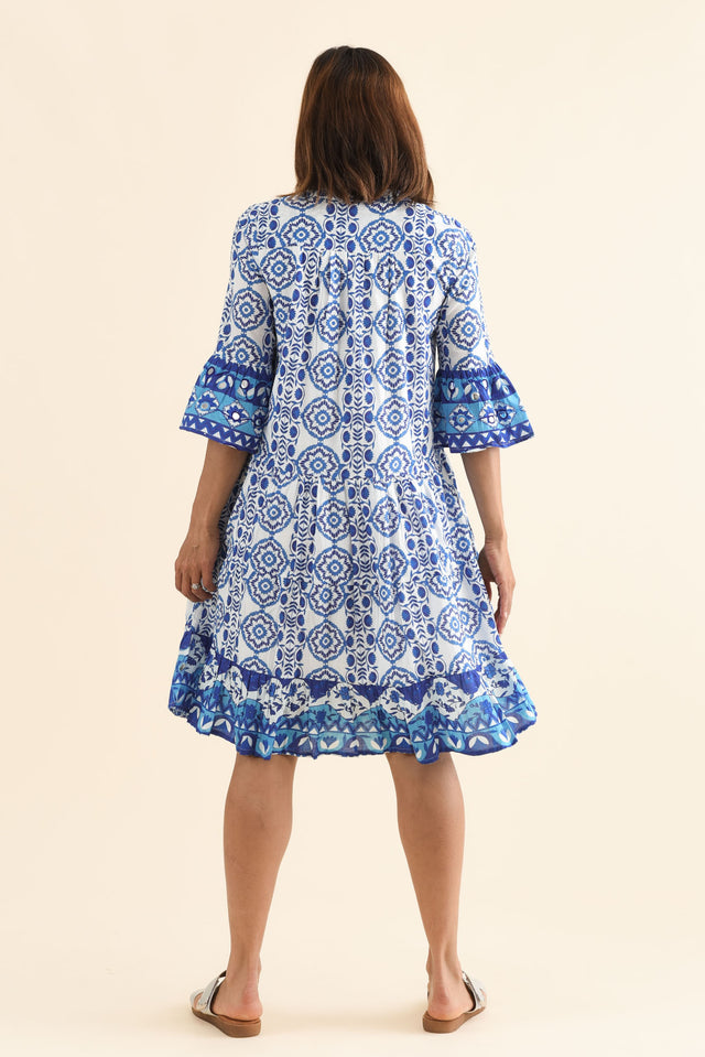 Maro Blue Tile Cotton Sleeveless Dress image 4