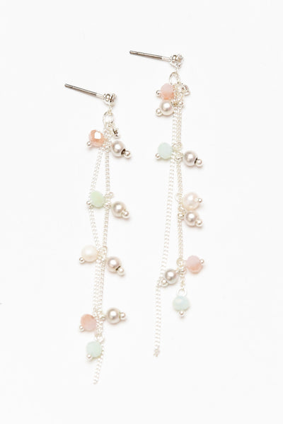 Marseille Silver Beaded Drop Earrings