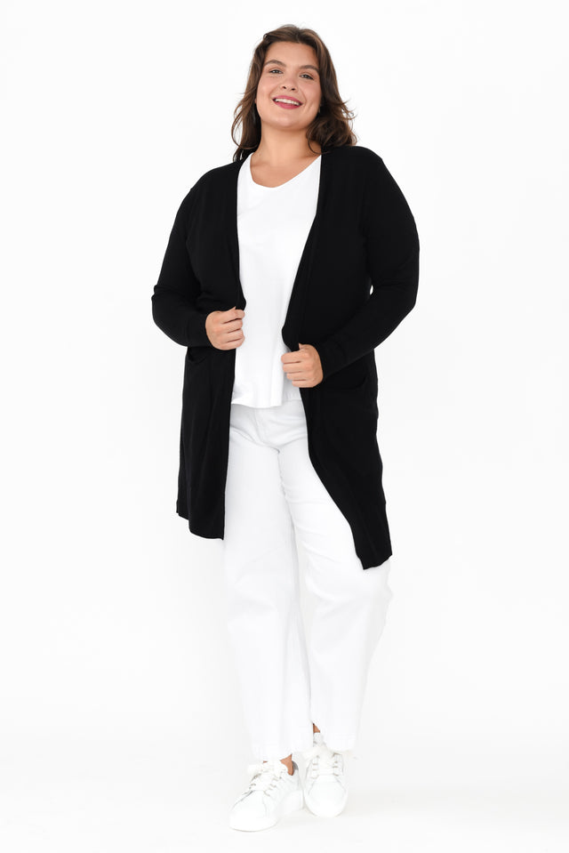 Mary Black Pocket Cardigan,Brunette model,alt text|model:Gabby image 10