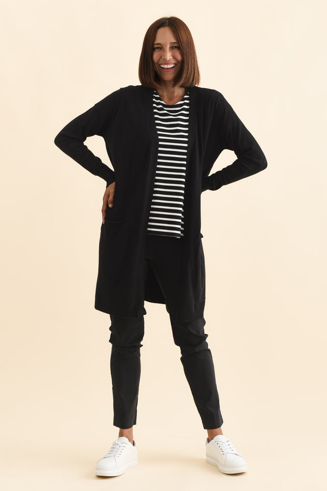 Mary Black Pocket Cardigan,Brunette model,alt text|model:Cara image 8