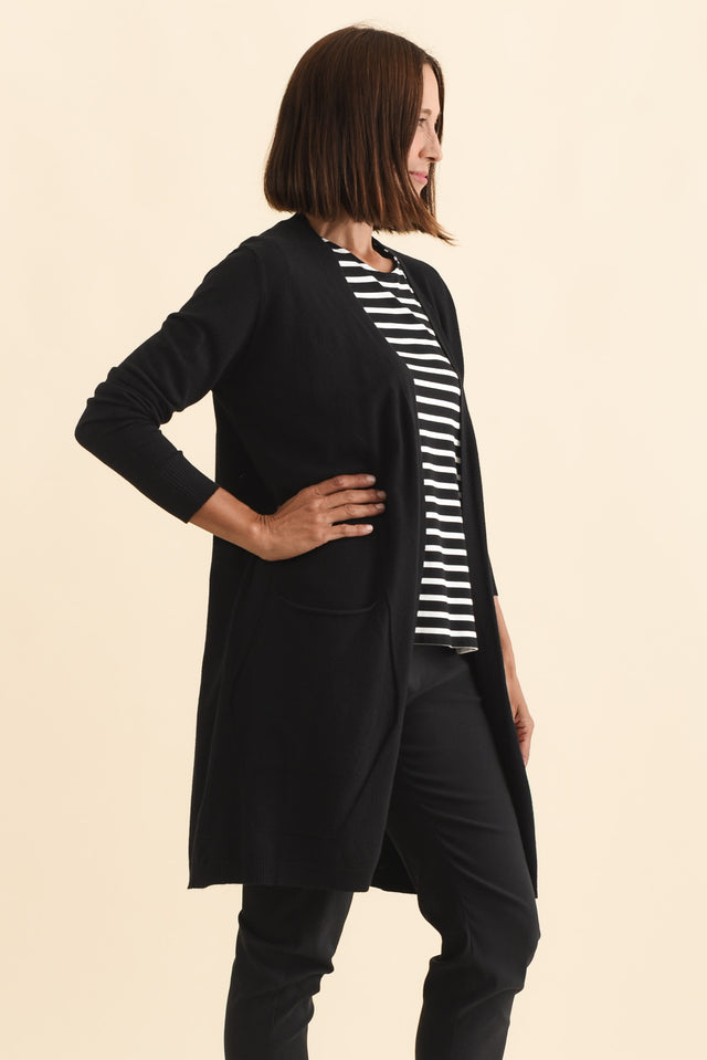 Mary Black Pocket Cardigan,Brunette model,alt text|model:Cara image 5