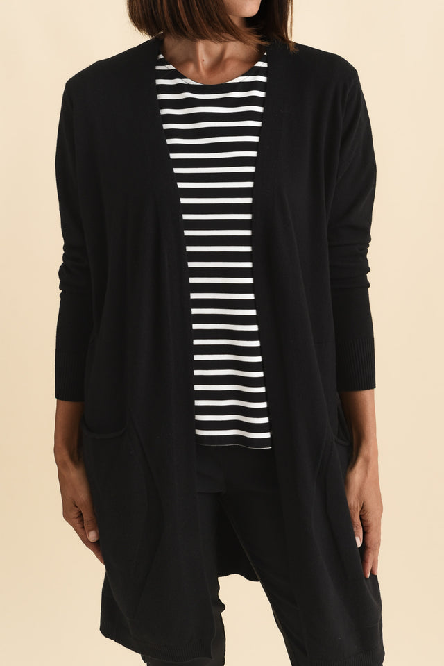 Mary Black Pocket Cardigan,Brunette model,alt text|model:Cara image 7