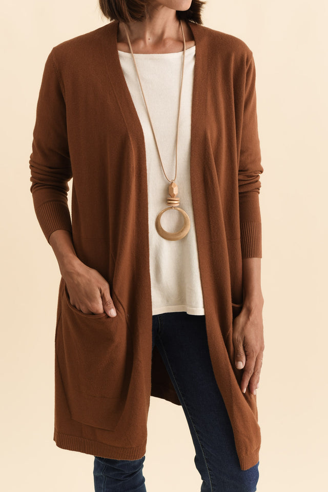 Mary Chocolate Pocket Cardigan,Brunette model,alt text|model:Cara image 7