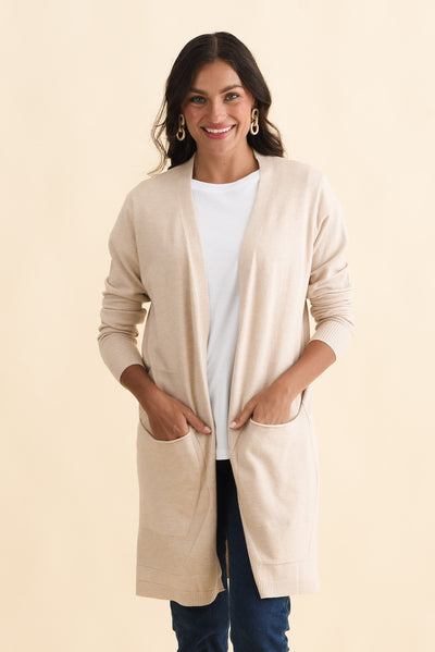 Mary Natural Pocket Cardigan