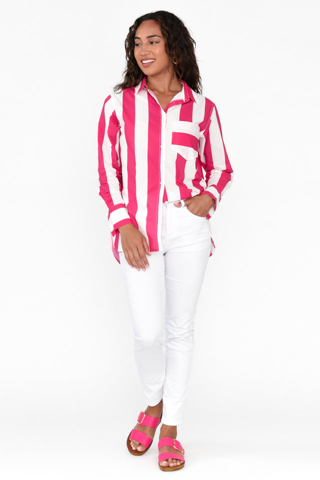 Maryann Pink Stripe Cotton Shirt image 2