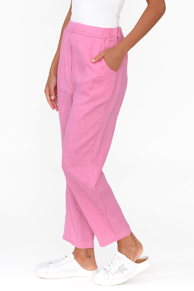 Marylou Pink Linen Pocket Pants