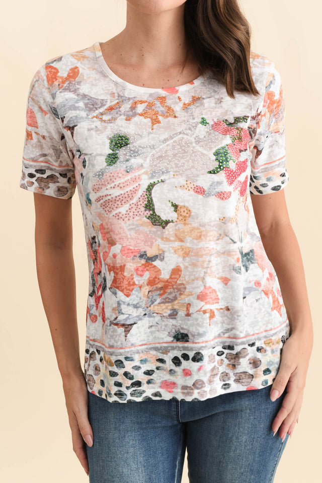 Masie Orange Floral Top,Brunette model,alt text|model:MJ image 6