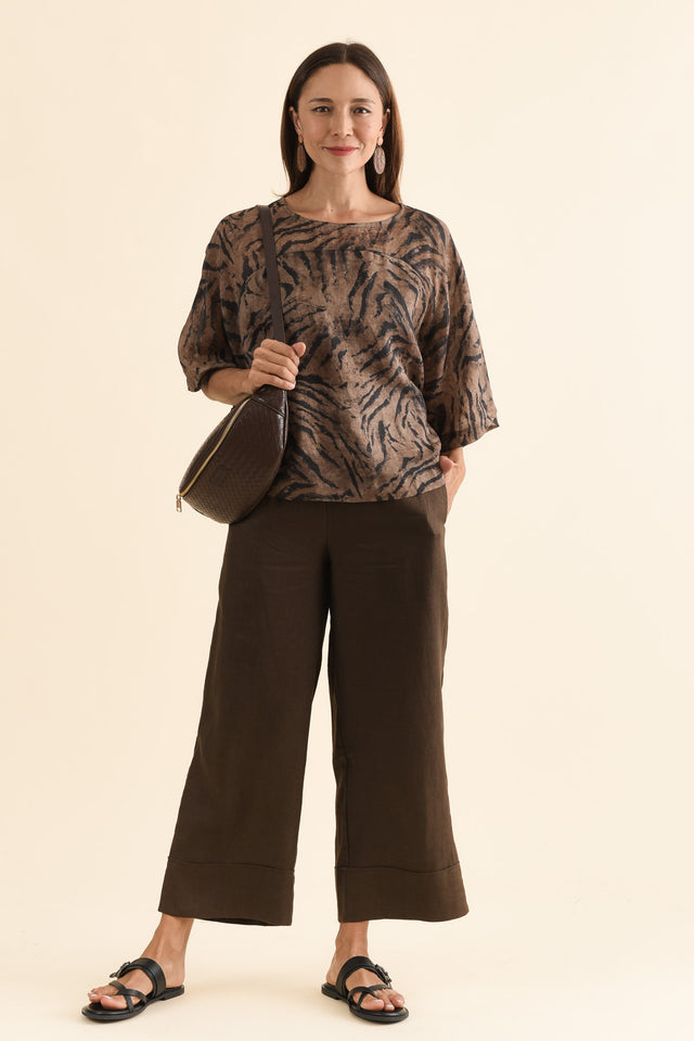Massimo Brown Tiger Scoop Neck Tee,Full Body,Brunette model,alt text|model:Cara image 2
