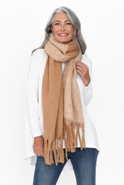 Matilda Taupe Tassel Scarf Blue Bungalow AU