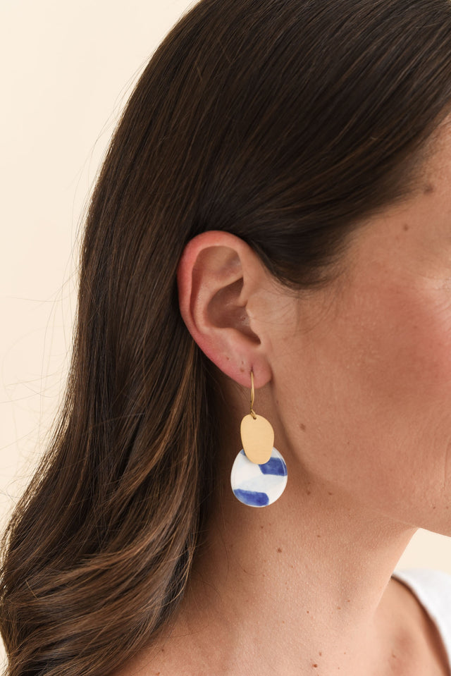 Mattea Blue Abstract Drop Earrings image 2