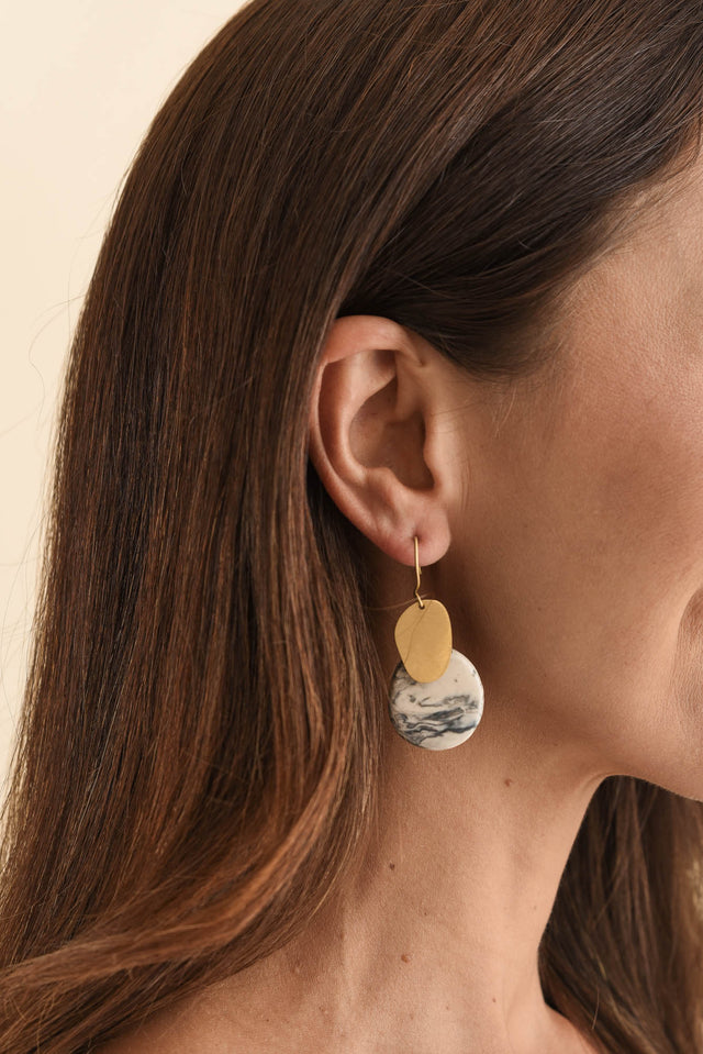 Mattea Grey Marble Drop Earrings image 2