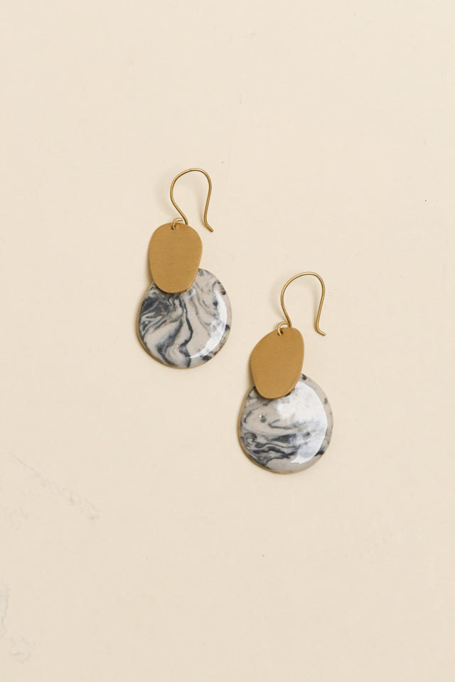 Mattea Grey Marble Drop Earrings image 1