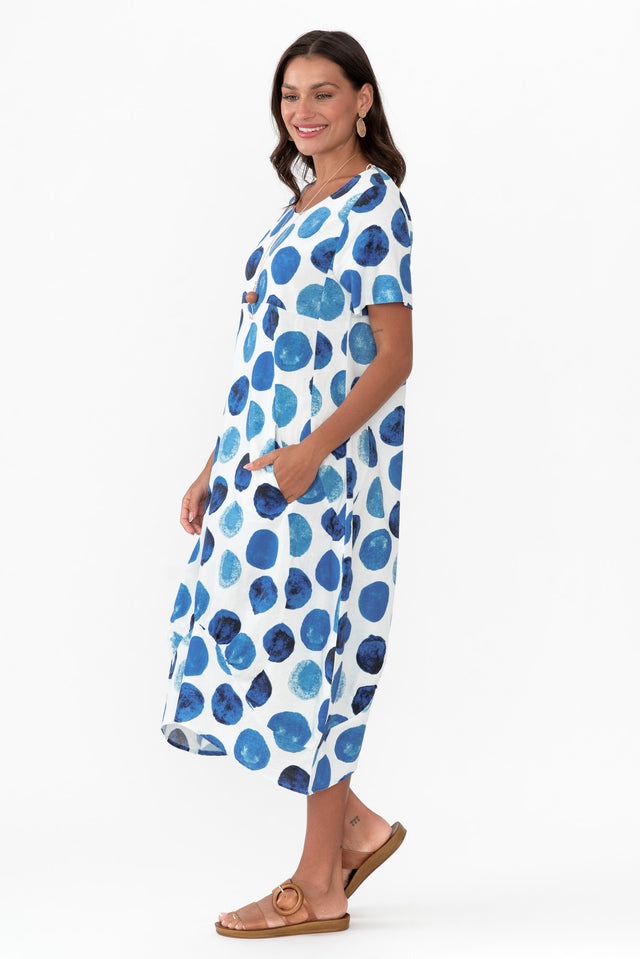 Mattie Blue Spot Linen Dress