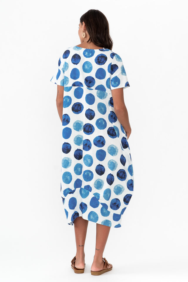 Mattie Blue Spot Linen Dress