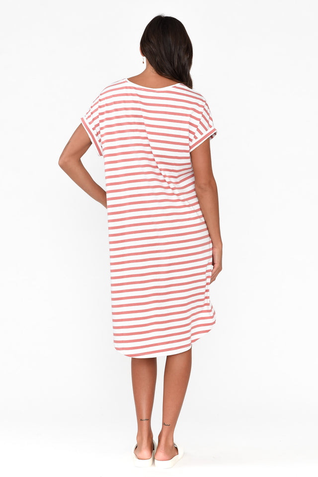 Maxine Blush Stripe Cotton T-Shirt Dress