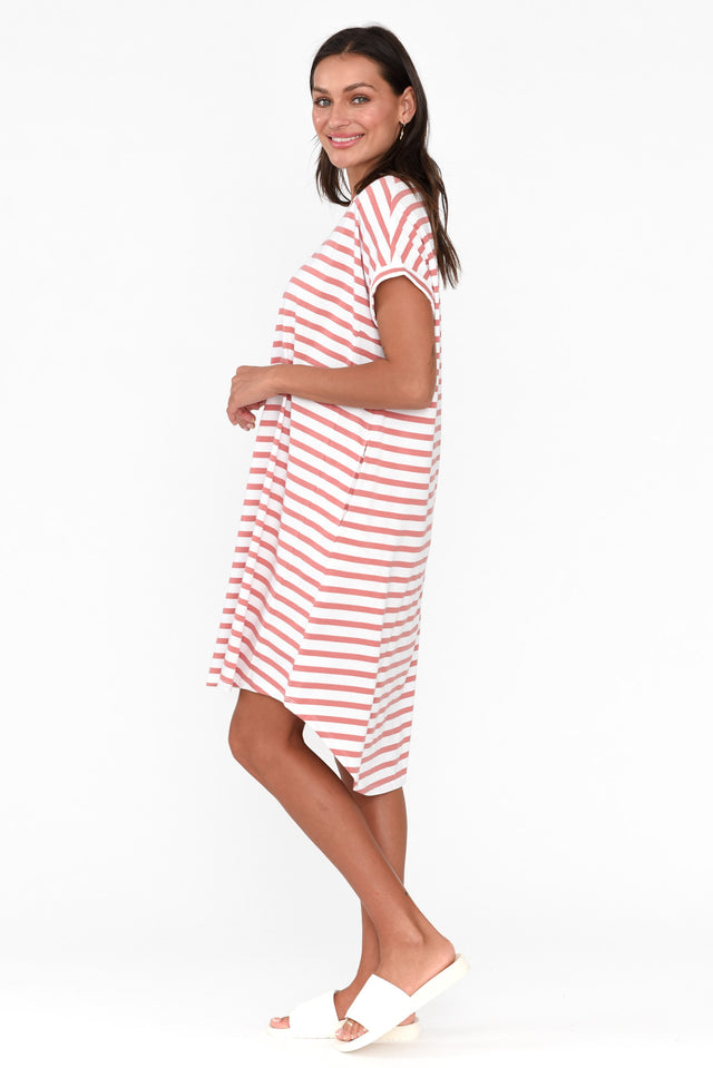 Maxine Blush Stripe Cotton T-Shirt Dress