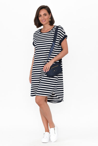 INDIGO RIBBED TSHIRT DRESS - 1XL