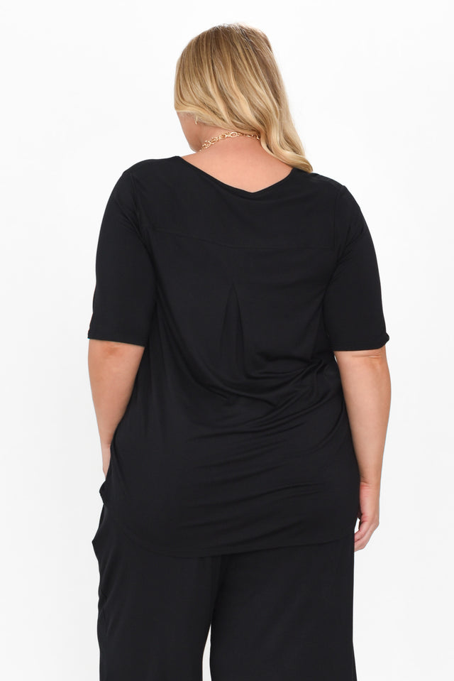 Maya Black Half Sleeve Tee,Blonde model,alt text|model:Caitlin image 13