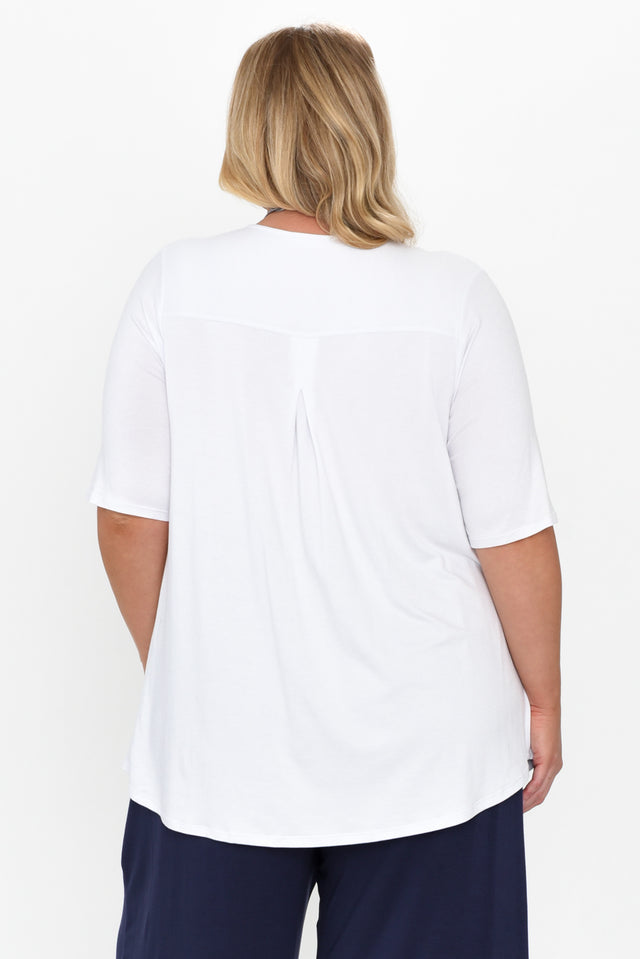 Maya White Half Sleeve Tee,Blonde model,alt text|model:Caitlin image 12