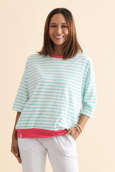 Mazie Light Blue Stripe Cotton Sweat