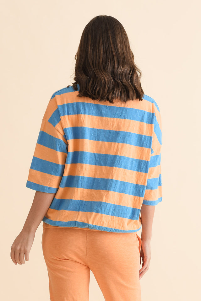 Mazie Peach Stripe Cotton Sweat,Back,Brunette model,alt text|model:MJ image 4