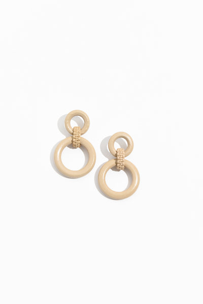 Meadow Taupe Wood Circle Earrings