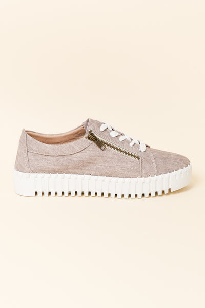 Medusa Taupe Twill Platform Sneaker