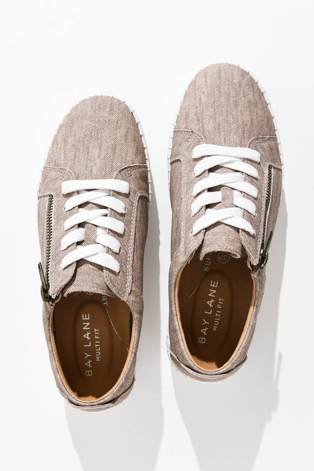 Medusa Taupe Twill Platform Sneaker image 3