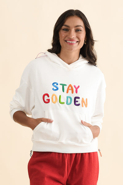 Meeko White Cotton Hooded Jumper