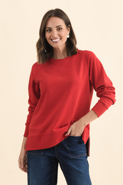 Melbourne Red Cotton Crewneck Sweatshirt