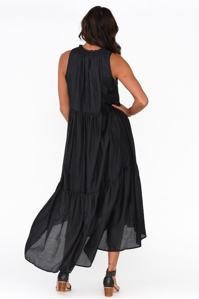 Melda Black Silk Cotton Dress