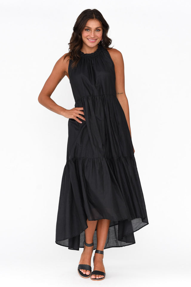 Melda Black Silk Cotton Dress
