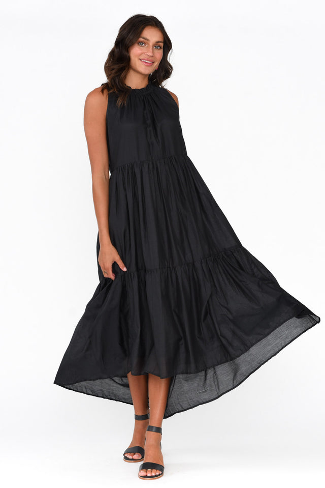Melda Black Silk Cotton Dress