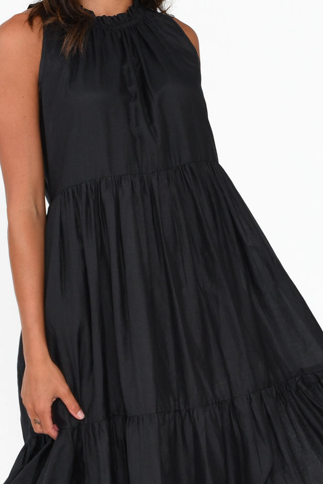 Melda Black Silk Cotton Dress
