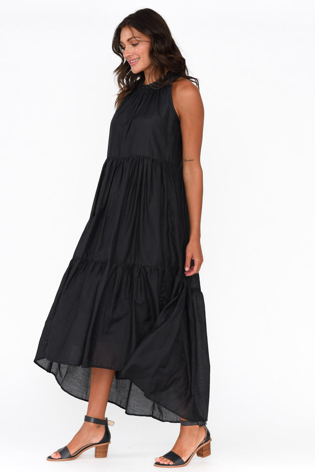 Melda Black Silk Cotton Dress
