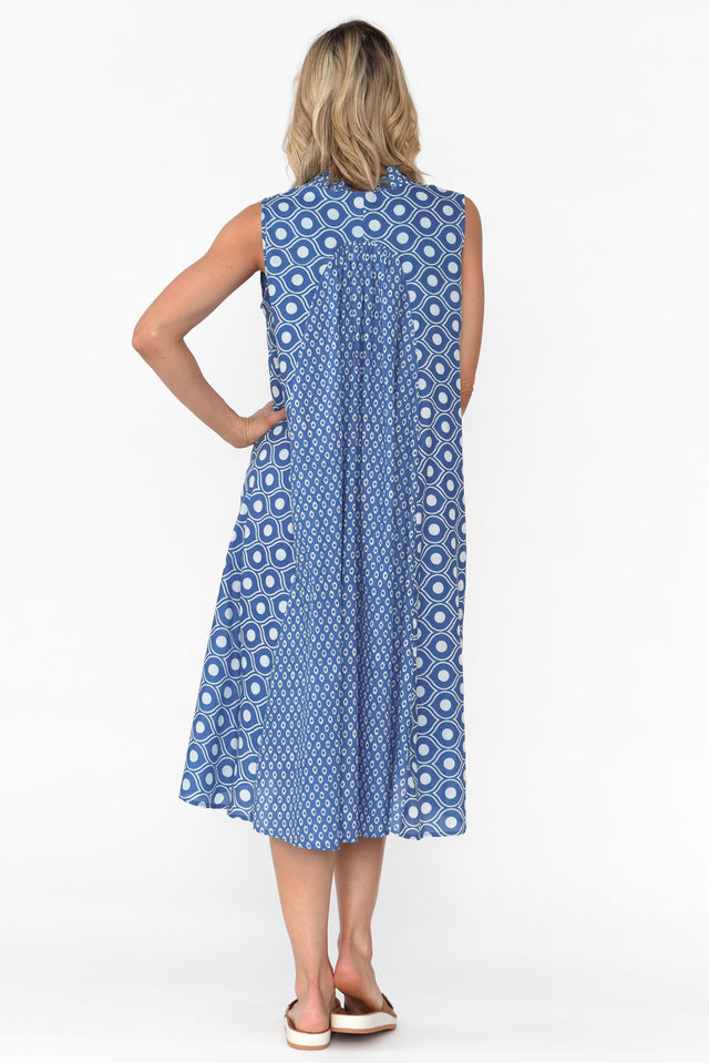 Melina Blue Circle Cotton Dress