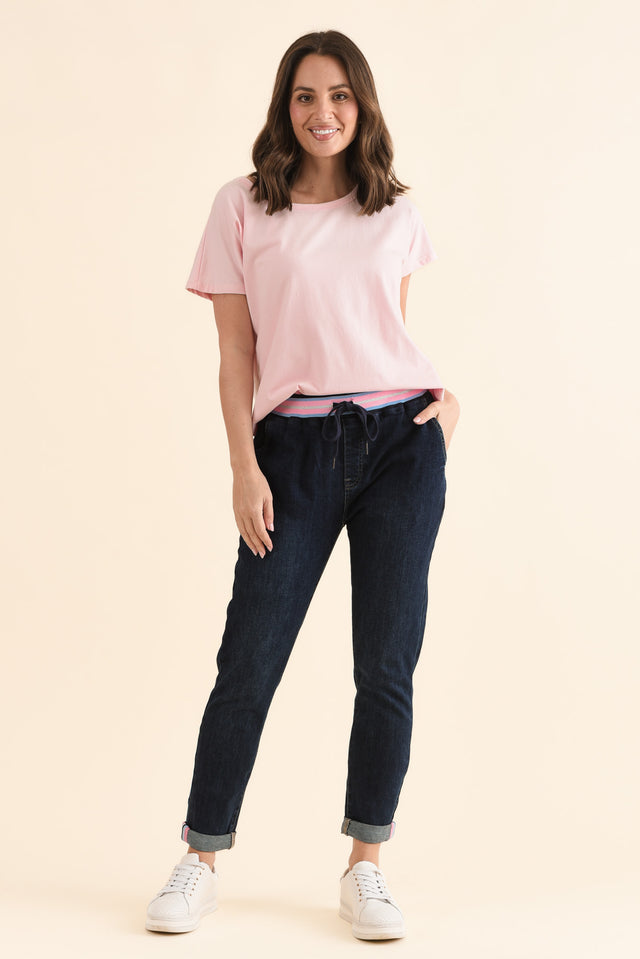 Melody Indigo Drawstring Jeans,Full Body,Brunette model,alt text|model:MJ image 7