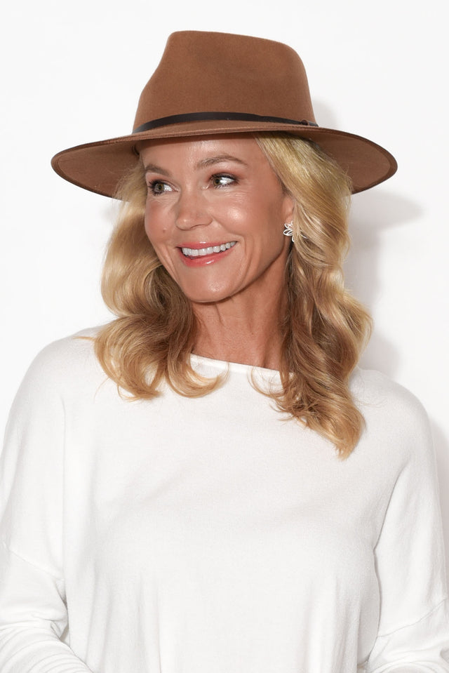 Meribel Tan Wide Brim Fedora