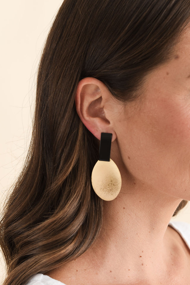 Merin Gold Oval Drop Earrings