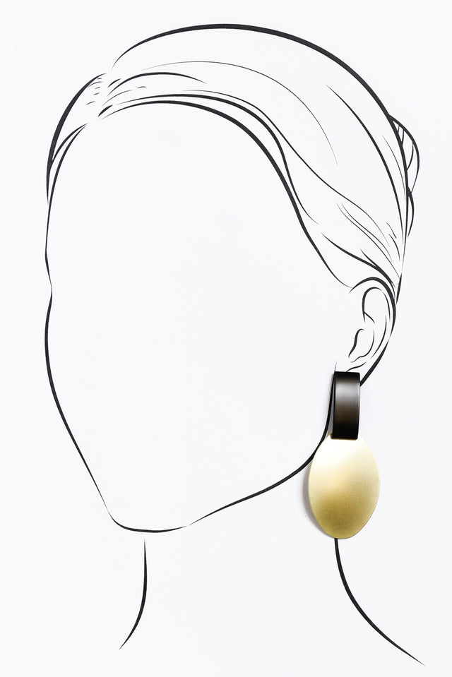 Merin Gold Oval Drop Earrings image 2
