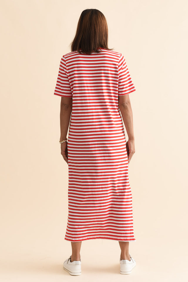 Merry Orange Stripe Cotton Tee Dress,Back,Brunette model,alt text|model:Cara image 4