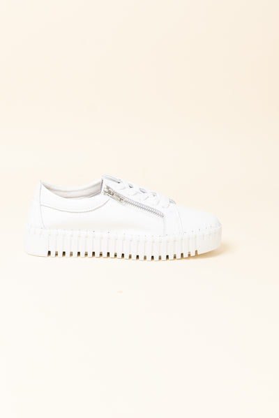 Merusa White Leather Platform Sneaker