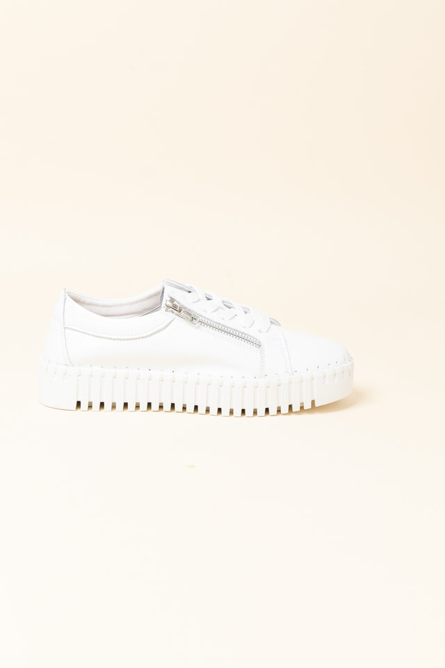 Merusa White Leather Platform Sneaker